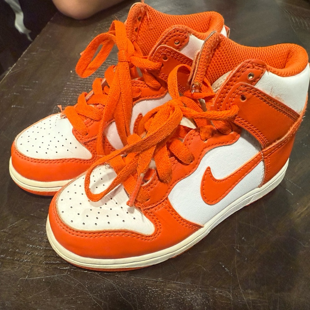 Nike Orange and White High-Top Sneakers